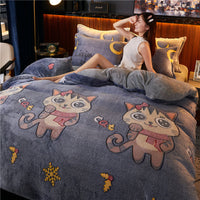 HKM-852243 Cartoon Animal Plush Fleece Duvet Cover - Multiple Sizes Available