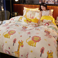 HKM-852243 Cartoon Animal Plush Fleece Duvet Cover - Multiple Sizes Available