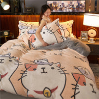 HKM-852243 Cartoon Animal Plush Fleece Duvet Cover - Multiple Sizes Available