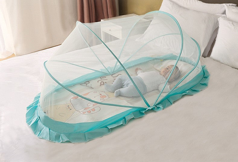 HKM-852243 Foldable Mosquito Net for Baby Crib - Insect-Proof Cover for Newborns in Pink and Blue