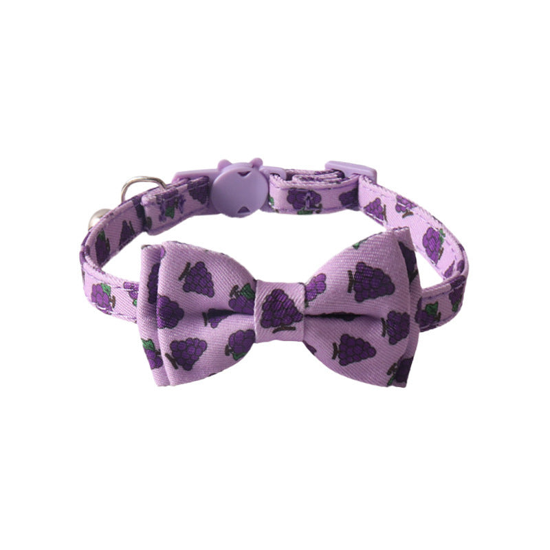 HKM-852435 Colorful Fruit Series Pet Collar with Bell - Watermelon, Grape, Peach, Lemon, Avocado Options