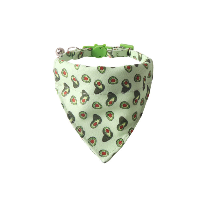 HKM-852435 Colorful Fruit Series Pet Collar with Bell - Watermelon, Grape, Peach, Lemon, Avocado Options