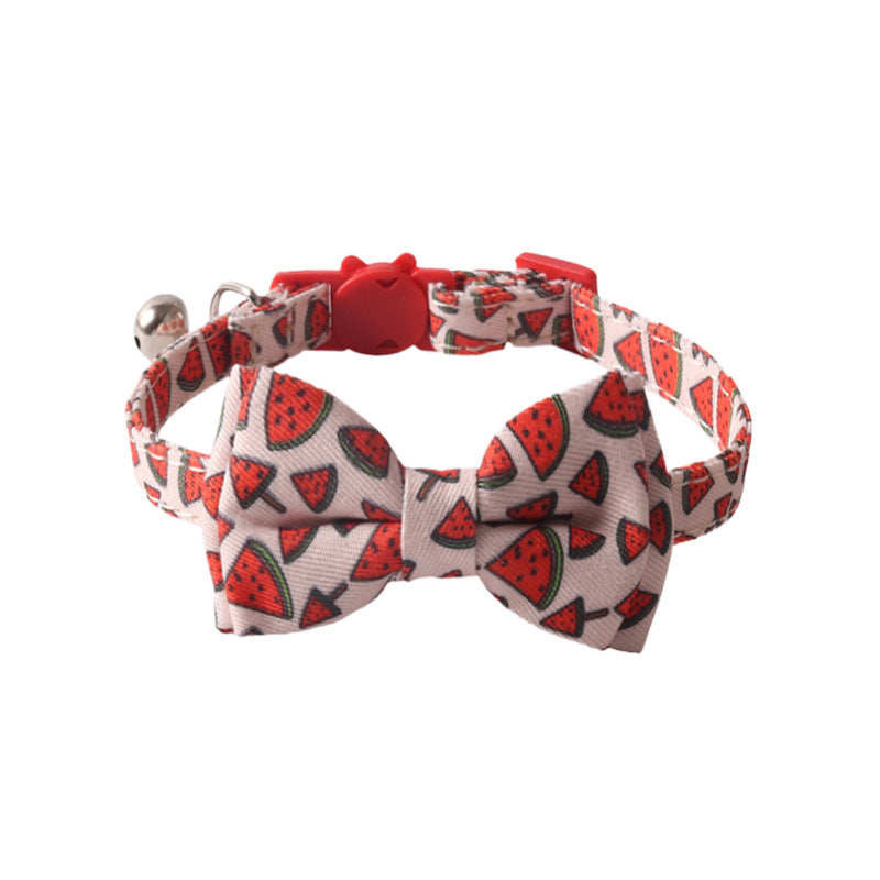 HKM-852435 Colorful Fruit Series Pet Collar with Bell - Watermelon, Grape, Peach, Lemon, Avocado Options