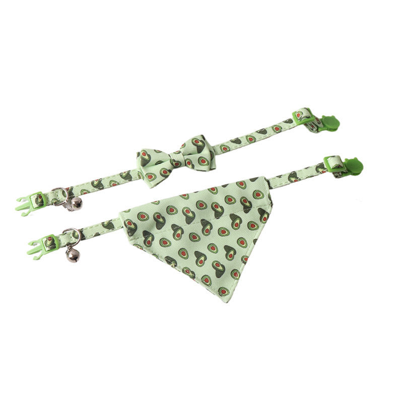 HKM-852435 Colorful Fruit Series Pet Collar with Bell - Watermelon, Grape, Peach, Lemon, Avocado Options