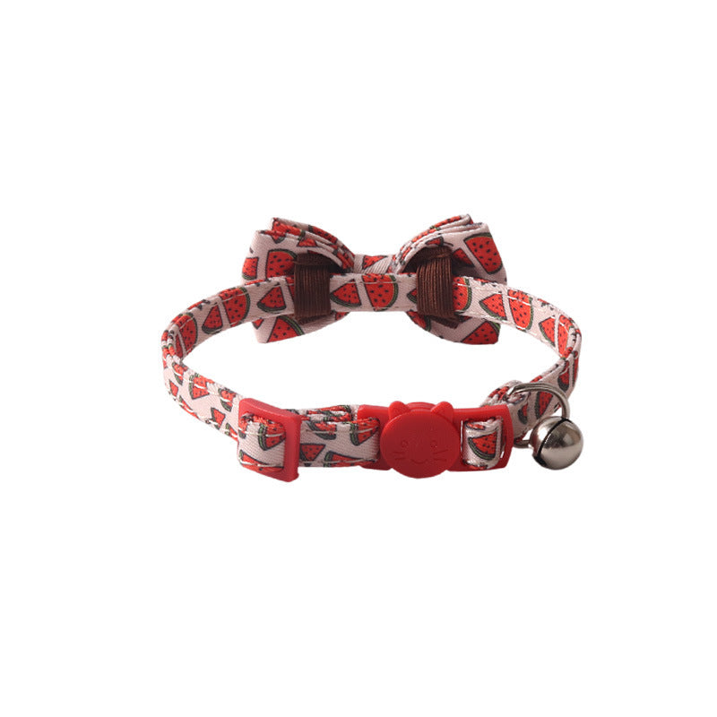 HKM-852435 Colorful Fruit Series Pet Collar with Bell - Watermelon, Grape, Peach, Lemon, Avocado Options
