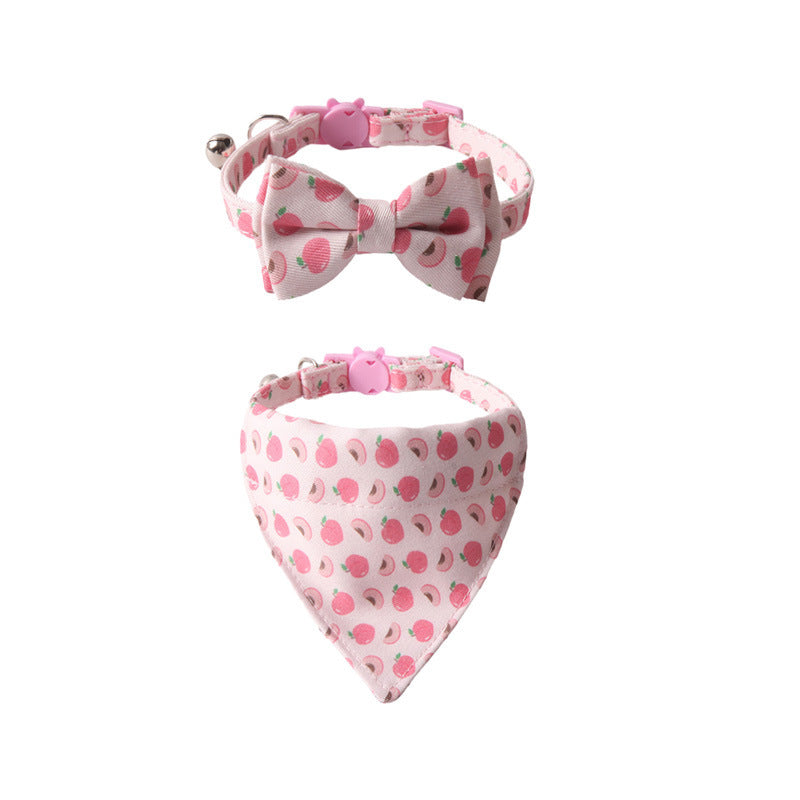 HKM-852435 Colorful Fruit Series Pet Collar with Bell - Watermelon, Grape, Peach, Lemon, Avocado Options