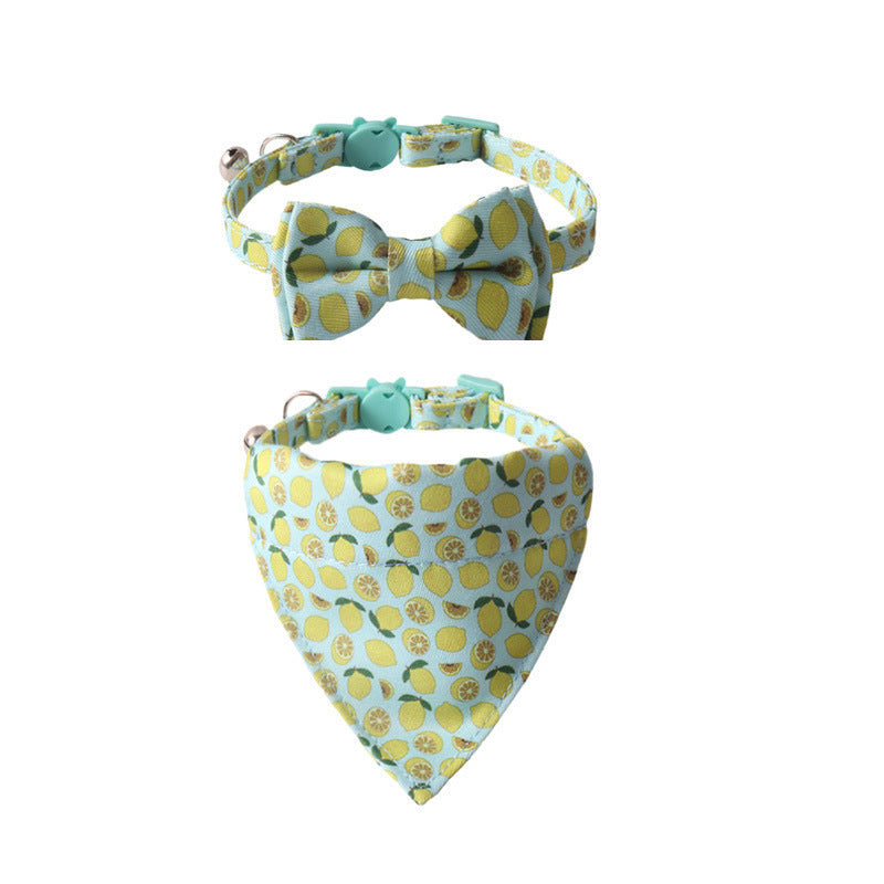 HKM-852435 Colorful Fruit Series Pet Collar with Bell - Watermelon, Grape, Peach, Lemon, Avocado Options
