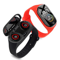 HKM-852435 Smart Bracelet with Wireless Earphones - 1 Inch Display, 130mAh Battery, Silicone Wristband, USB 2.0 Connectivity