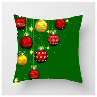 HKM-852883 Christmas Ball Printed Linen Pillowcase 45x45cm - Festive Cushion Cover