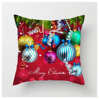 HKM-852883 Christmas Ball Printed Linen Pillowcase 45x45cm - Festive Cushion Cover