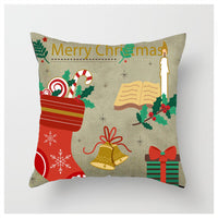 HKM-852883 Christmas Ball Printed Linen Pillowcase 45x45cm - Festive Cushion Cover