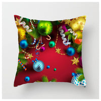 HKM-852883 Christmas Ball Printed Linen Pillowcase 45x45cm - Festive Cushion Cover