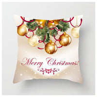 HKM-852883 Christmas Ball Printed Linen Pillowcase 45x45cm - Festive Cushion Cover