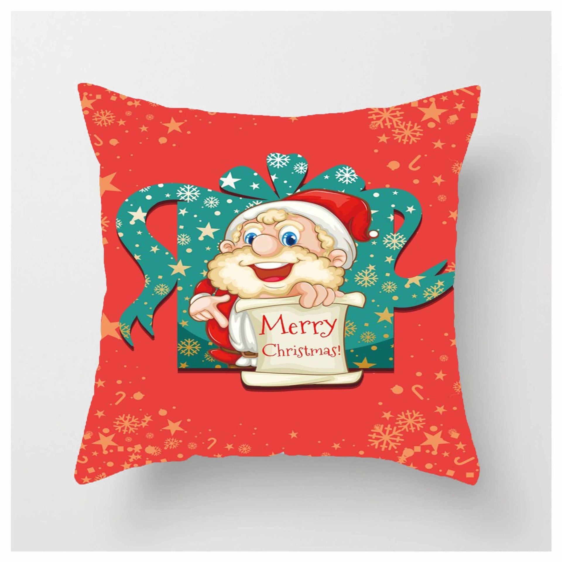 HKM-852883 Christmas Ball Printed Linen Pillowcase 45x45cm - Festive Cushion Cover