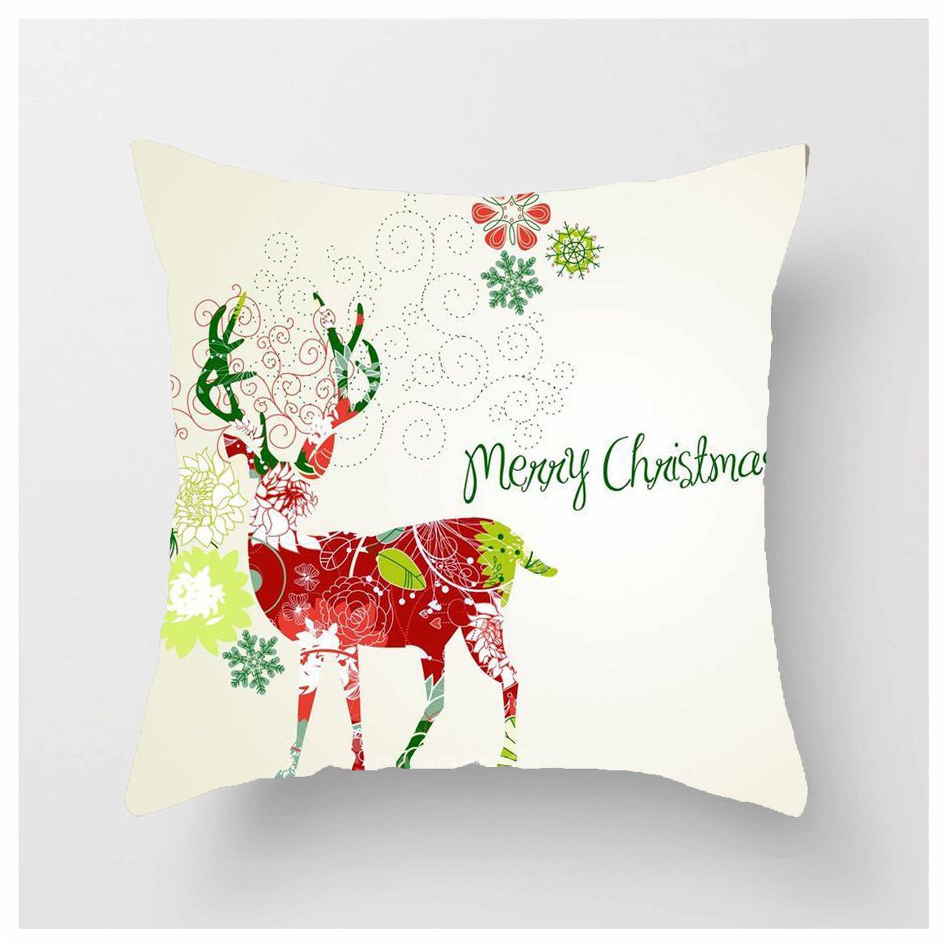 HKM-852883 Christmas Ball Printed Linen Pillowcase 45x45cm - Festive Cushion Cover