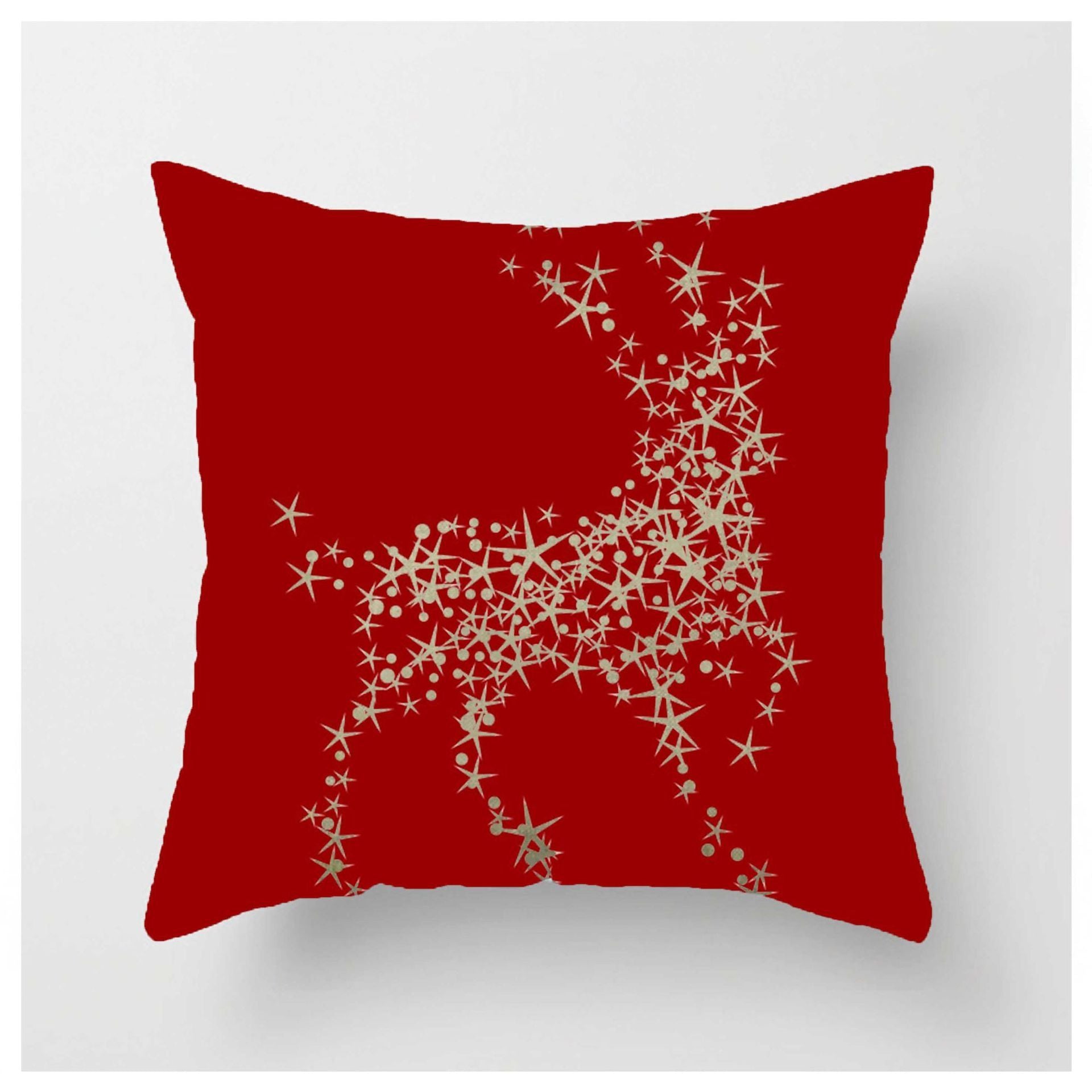 HKM-852883 Christmas Ball Printed Linen Pillowcase 45x45cm - Festive Cushion Cover