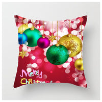 HKM-852883 Christmas Ball Printed Linen Pillowcase 45x45cm - Festive Cushion Cover