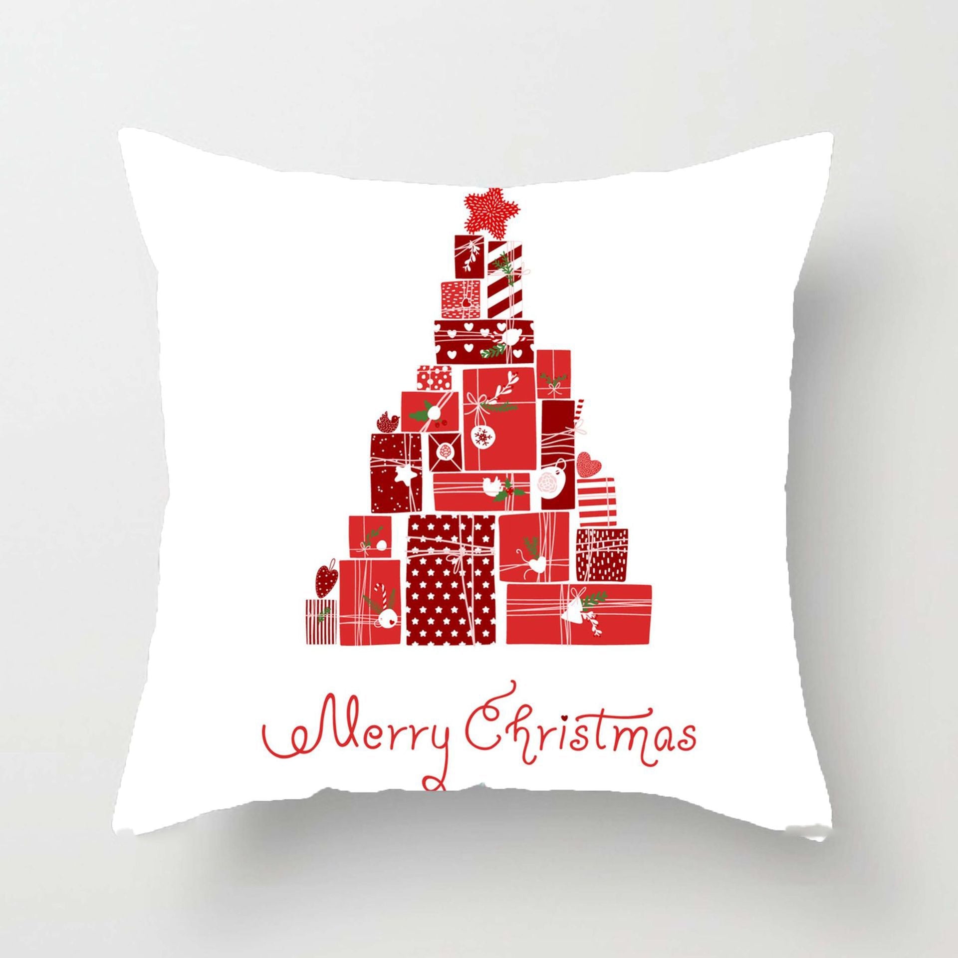 HKM-852883 Christmas Ball Printed Linen Pillowcase 45x45cm - Festive Cushion Cover