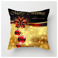 HKM-852883 Christmas Ball Printed Linen Pillowcase 45x45cm - Festive Cushion Cover