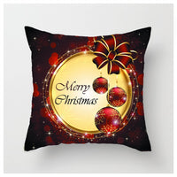 HKM-852883 Christmas Ball Printed Linen Pillowcase 45x45cm - Festive Cushion Cover
