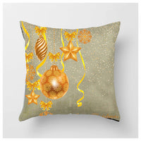 HKM-852883 Christmas Ball Printed Linen Pillowcase 45x45cm - Festive Cushion Cover