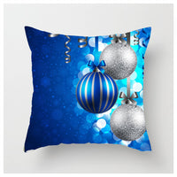 HKM-852883 Christmas Ball Printed Linen Pillowcase 45x45cm - Festive Cushion Cover