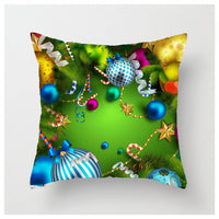 HKM-852883 Christmas Ball Printed Linen Pillowcase 45x45cm - Festive Cushion Cover