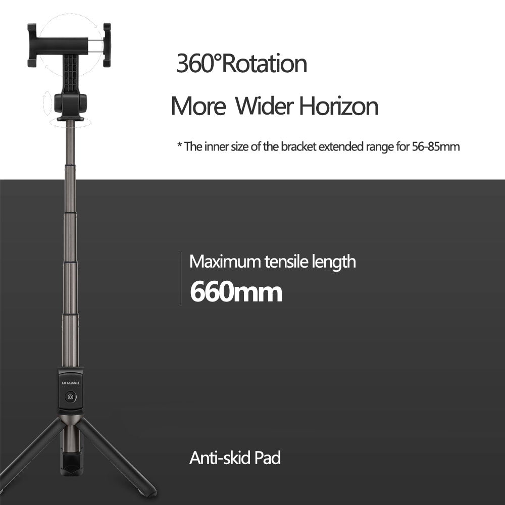HKM-853139 Bluetooth Wireless Selfie Stick Tripod Compatible with iPhone Models, Mini Tripod, Maximum Extension 660 mm, Folding Length 186 mm, Black/White