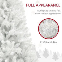 HKM-853203 9ft Unlit Artificial Christmas Tree with 2132 Branch Tips, Auto Open Design and Steel Base in White Color
