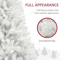 HKM-853203 9ft Unlit Artificial Christmas Tree with 2132 Branch Tips, Auto Open Design and Steel Base in White Color