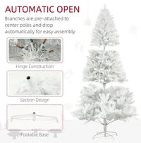 HKM-853203 9ft Unlit Artificial Christmas Tree with 2132 Branch Tips, Auto Open Design and Steel Base in White Color