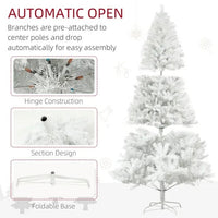 HKM-853203 9ft Unlit Artificial Christmas Tree with 2132 Branch Tips, Auto Open Design and Steel Base in White Color