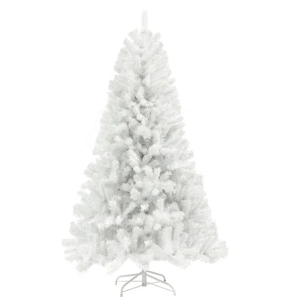 HKM-853203 9ft Unlit Artificial Christmas Tree with 2132 Branch Tips, Auto Open Design and Steel Base in White Color