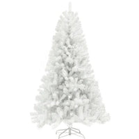 HKM-853203 9ft Unlit Artificial Christmas Tree with 2132 Branch Tips, Auto Open Design and Steel Base in White Color