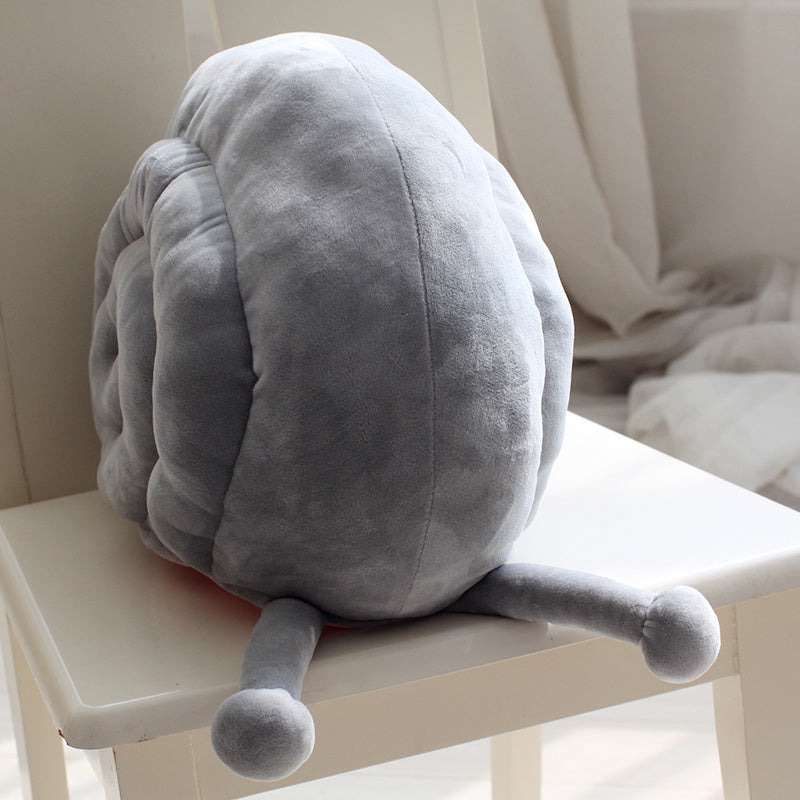 HKM-853203 Cartoon Anime Plush Cushions and Blankets Set - Large and Small in Snail Gray, Pink, or Blue