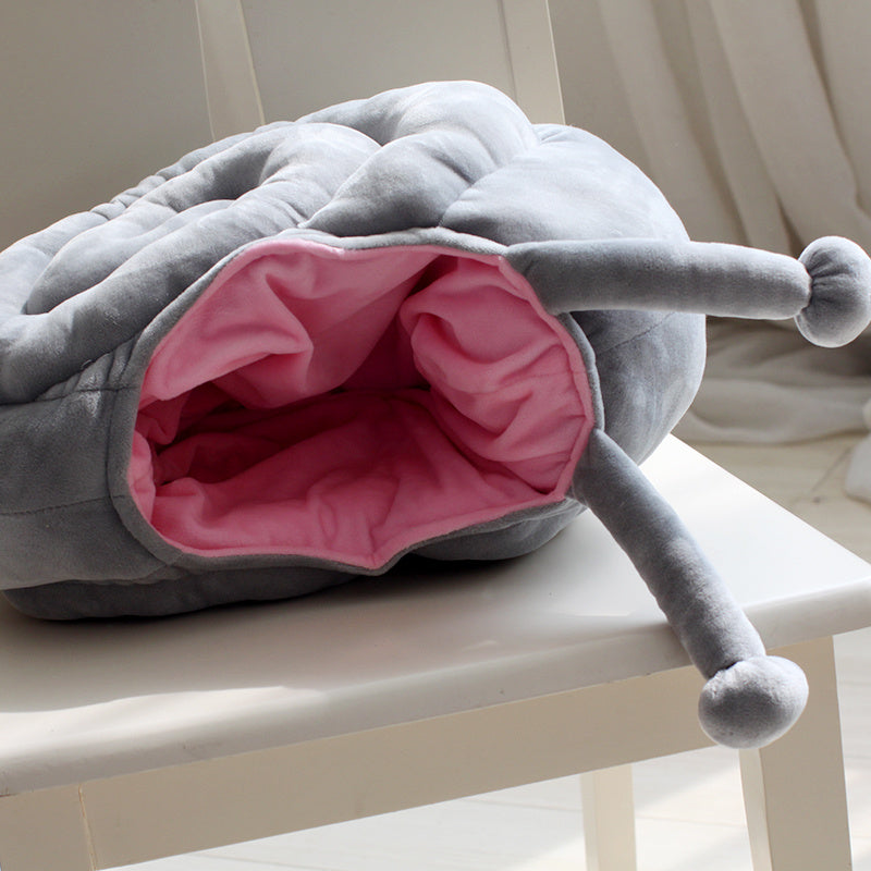 HKM-853203 Cartoon Anime Plush Cushions and Blankets Set - Large and Small in Snail Gray, Pink, or Blue
