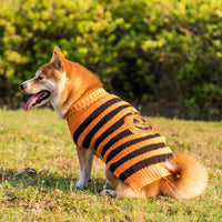 HKM-853331 Warm Halloween Dog Sweater Costume for Small Pets in Orange with Pumpkin Design