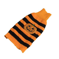 HKM-853331 Warm Halloween Dog Sweater Costume for Small Pets in Orange with Pumpkin Design