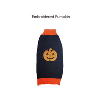 HKM-853331 Warm Halloween Dog Sweater Costume for Small Pets in Orange with Pumpkin Design