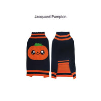 HKM-853331 Warm Halloween Dog Sweater Costume for Small Pets in Orange with Pumpkin Design