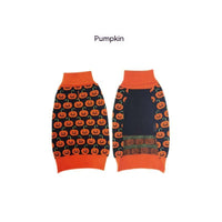 HKM-853331 Warm Halloween Dog Sweater Costume for Small Pets in Orange with Pumpkin Design