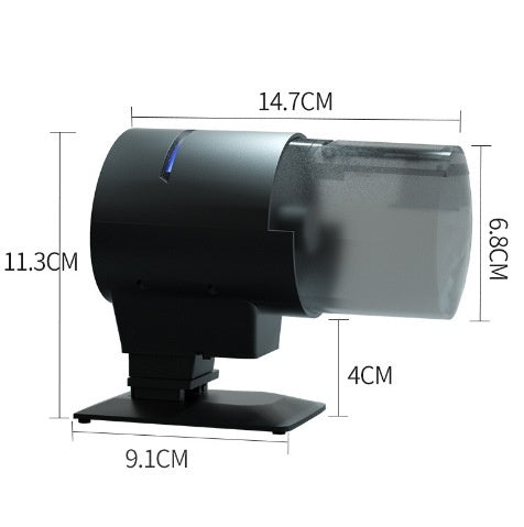 HKM-853587 Automatic Fish Feeder with 210ml Capacity, Battery Operated, Black Plastic Design