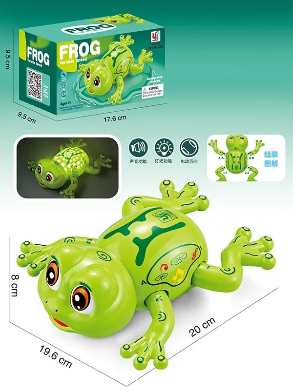 HKM-853715 Electric Frog Toy with Music and Colorful Lights - 360° Rotating, Obstacle Avoidance for Children