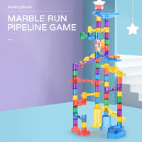 HKM-853907 Glow in the Dark Marble Race Track Building Set for Kids - Educational Construction Toy