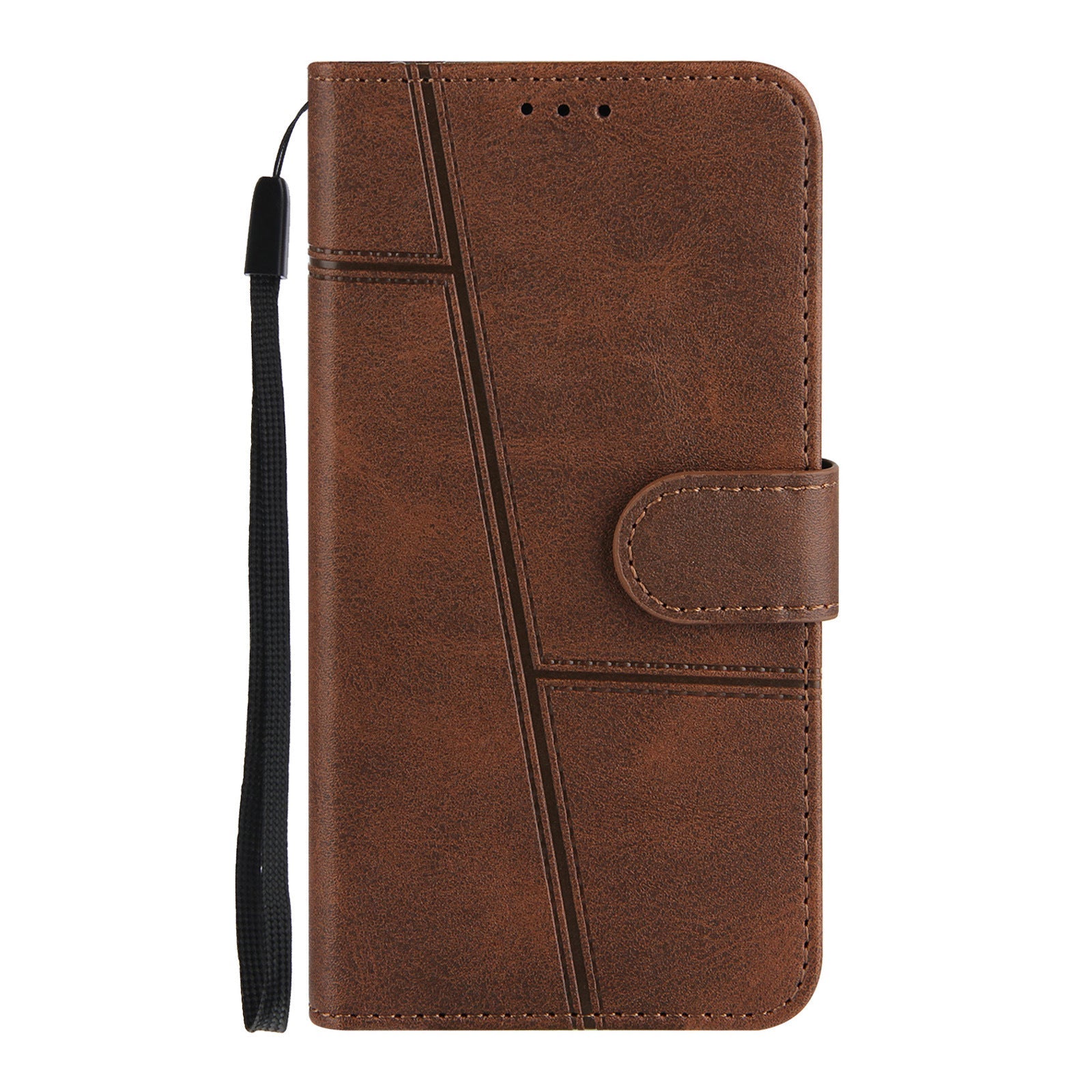HKM-854163 Calf Pattern PU Mobile Phone Case with Card Holder - Multi-Size Compatibility