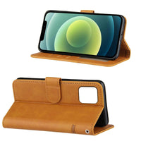 HKM-854163 Calf Pattern PU Mobile Phone Case with Card Holder - Multi-Size Compatibility