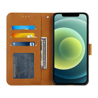 HKM-854163 Calf Pattern PU Mobile Phone Case with Card Holder - Multi-Size Compatibility