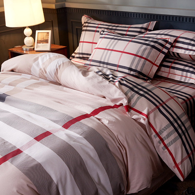 HKM-854227 Comfortable Four-Piece Printed Cotton Bed Set