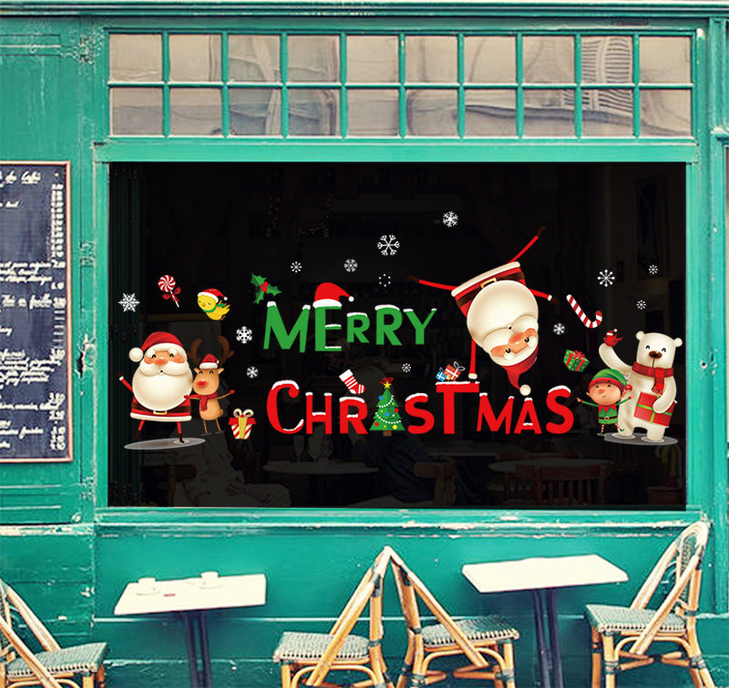 HKM-854355 Large PVC Cartoon Style Door Shop Window Sticker - Waterproof Wall Décor for Living Room