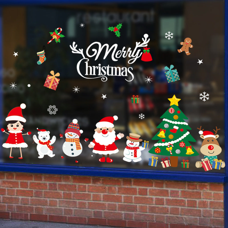 HKM-854355 Large PVC Cartoon Style Door Shop Window Sticker - Waterproof Wall Décor for Living Room